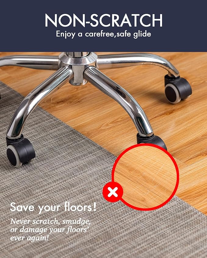 Office Chair Mat for Hardwood Floor Under Desk Computer Rolling Chair Mat for Wood/Tile Floor Non-Slip Heavy Duty Desk Rug PVC Plastic Hard Floor Protector 45"x 53" (Soapstone)