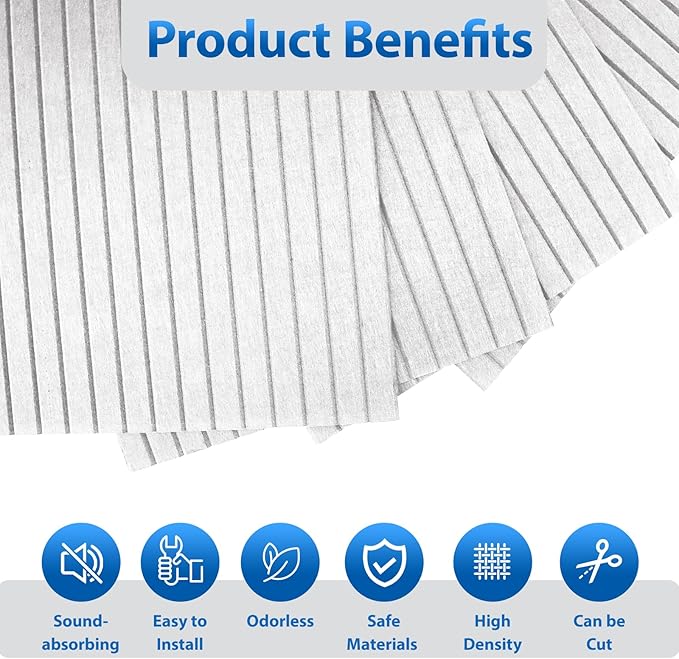 10 Pack Acoustic Panels,48"*24"*0.47"Self-Adhesive Soundproof Wall Panels,High Density Sound Proof Panels for Walls, Office, Reccording Studio, Home,Ceiling-White