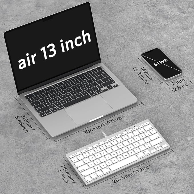 OMOTON Wired Keyboard for Mac Devices ONLY with Dual Interface, Comfortable Typing Angle & Stable Connection, Compatible with MacBook, iMac, Mac mini, PC-White