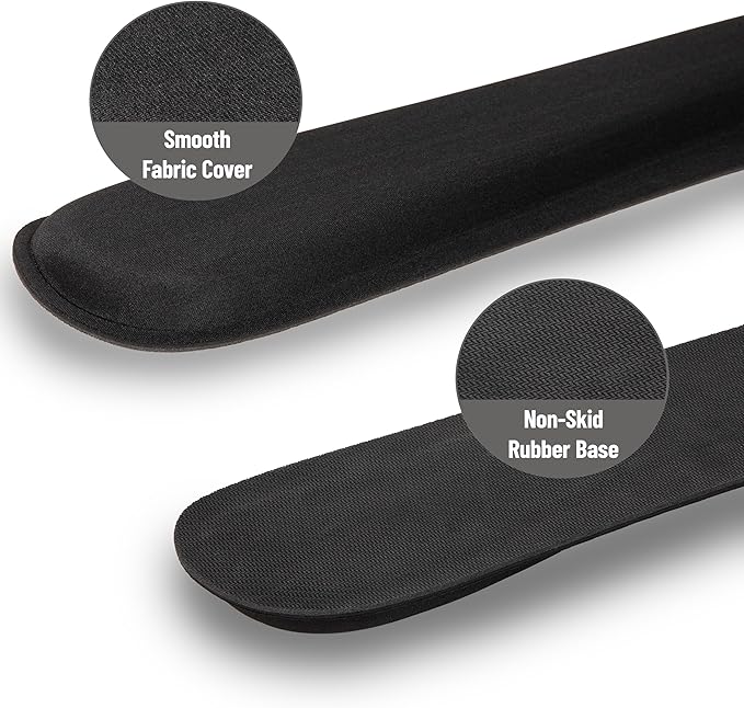 Mind Reader Ergonomic Keyboard and Mouse Wrist Rest Set, Gaming Accessory, Memory Foam, 16.75" L x 3" W x 0.75" H, 2 pcs, Black
