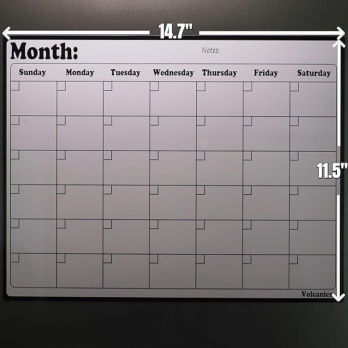 Volcanics Fridge Calendar Magnetic Dry Erase Whiteboard for Refrigerator Planners 11.5 Inches X 14.7 Inches (Pack of 2)