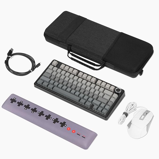 GEEKRIA 75% 84-Key Keyboard and Mouse Combo Case, Compatible with Aula F75 Pro / F75, Keychron K2 Version 2/ K2/ Q1/ V1, ASUS ROG Azoth 75%, Redragon K673 PRO, Hard Shell Travel Bag