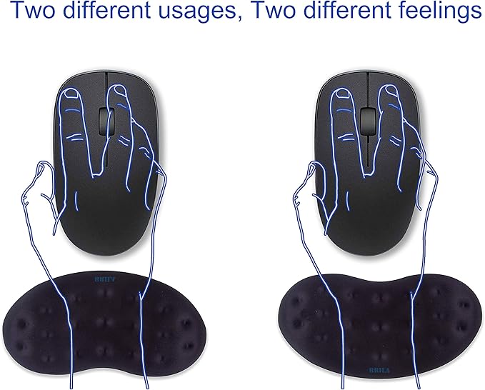 BRILA Upgraded Ergonomic Memory Foam Mouse Wrist Rest Support Pad Cushion for Computer, Laptop, Office Work, PC Gaming - Massage Holes Design Wrist Pain Relief