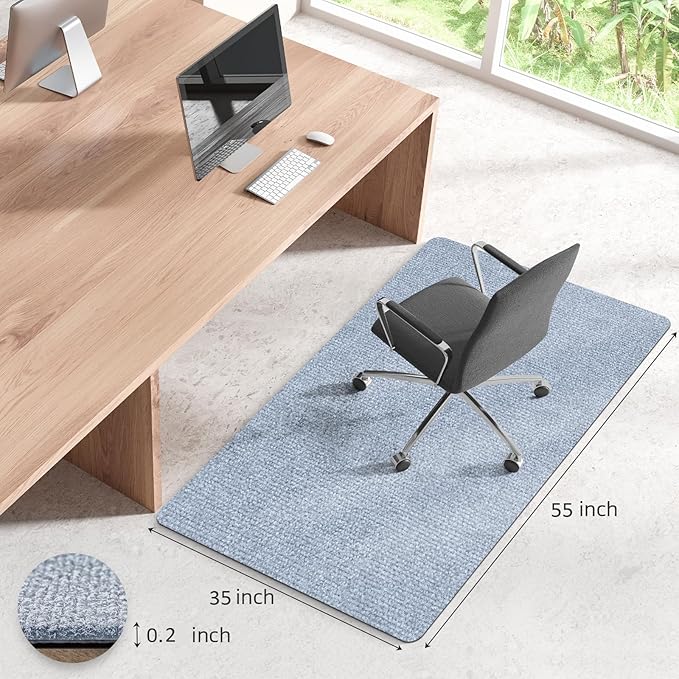 HomeMall Office Chair Mat for Hardwood Floor, 55" x 35" Anti-Slip Mats for Rolling Chair, Large Computer Gaming Chair Mat, Tile Floors Protector for Office Home Gym, Light Gray