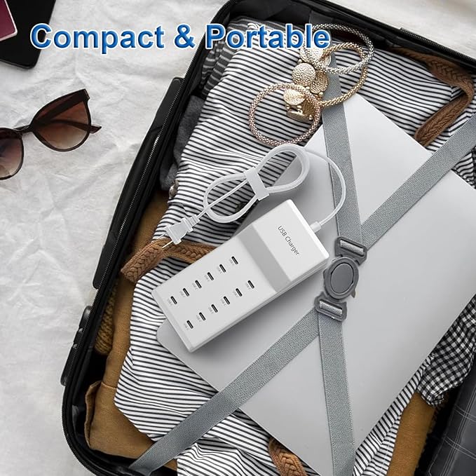 USB C Charger, 60W Charging Station, 12 Port USB C Desktop Charger, Charge Block Compatible with iPhone 11/12/13/14/15/LG/Smartphone/Tablet/other USB Devices