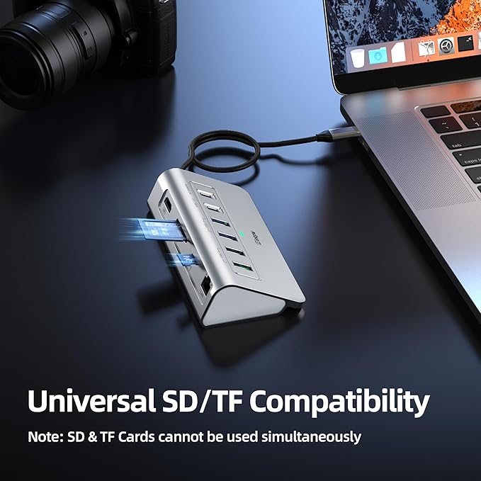 P9R USB C Hub Ethernet, 10-in-1 USB-C Docking Station, Aluminum USB to Ethernet Adapter with 4K HDMI, PD 100W, 1Gbps RJ45, Type-C & 2 A 3.0 5Gbps, 2 Type-A 2.0, SD/TF Slot for MacBook, iPad