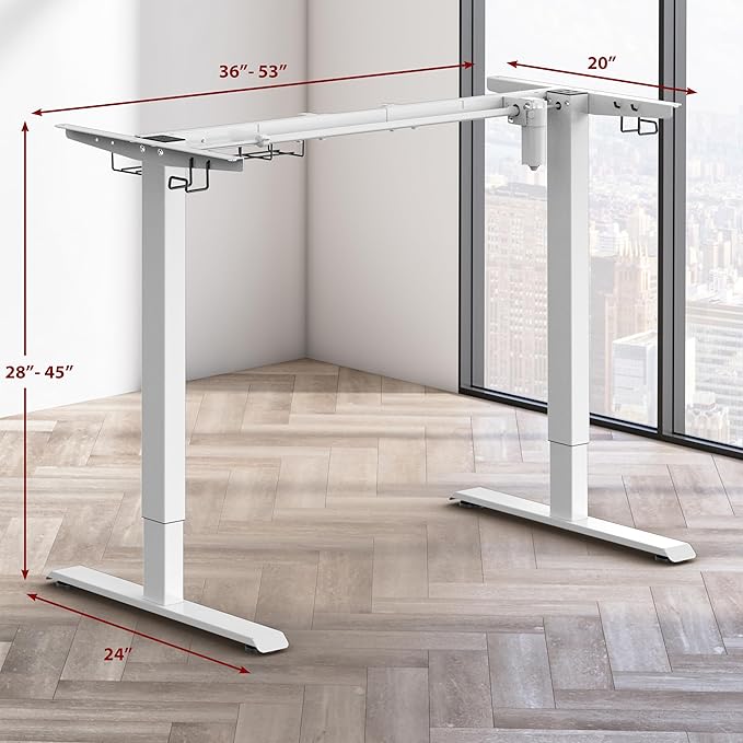 SHW Premium Electric Standing Desk Frame – Height Adjustable Motorized Base for 40" to 72" Table Tops, Smooth Lift Sit-Stand Frame for Home or Office, White