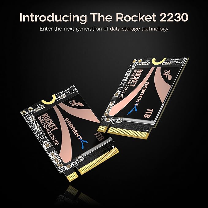 SABRENT Rocket 2230 1TB NVMe SSD – PCIe Gen4 M.2 2230 Internal SSD for Steam Deck, Surface Pro, ROG Ally – Up to 5000 MB/s Gen4 x4 Speed, DRAM-Less HMB Design [SB-2130-1TB]