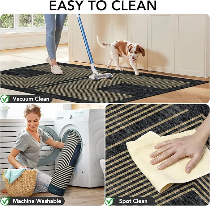 Office Chair Mat for Hardwood Floor&Tile Floor,48"X 60" Heavy Duty Desk Chair Mat for Hard Floors,Under Desk Rug for Rolling Computer Chair,Anti Slip,Low Pile Carpet Floor-Geo Black