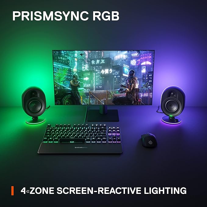 SteelSeries Arena 7 RGB Illuminated 2.1 Gaming Speakers with Powerful Bass, Subwoofer, and Bluetooth - For PC, PlayStation, Mobile