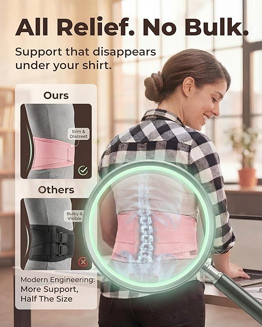 Sparthos Back Support Belt - Immediate Relief from Back Pain, Herniated Disc - Breathable Brace With Lumbar Pad - Lower Backbrace - For Men & Women - Fits 24–31″ Waist (Pink-XS, Check Size Chart)