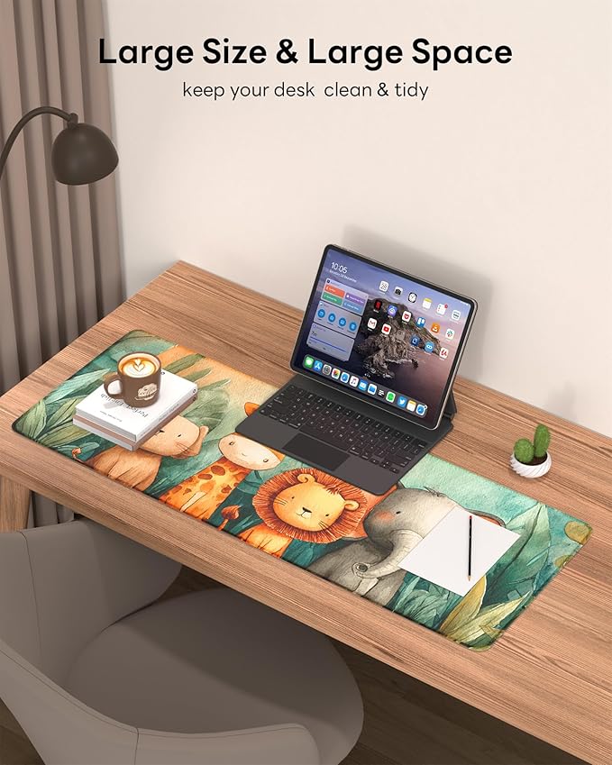 Jungle Mouse Pad, 31.5 x 11.8 Large Desk Mat with Stitched Edges & Non-Slip Base, Mousepad for Office, Home, Work