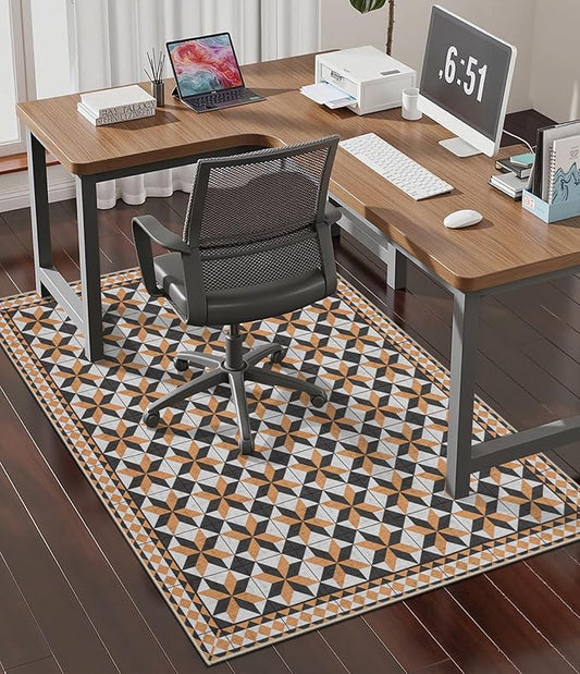 chakme Office Chair Mat for Hardwood Floor, 48"x36" Easy Glide Computer Desk Mat Protector for Rolling Chair Under Desk Rug Nonslip Backing, Machine Wash, (Plaid)