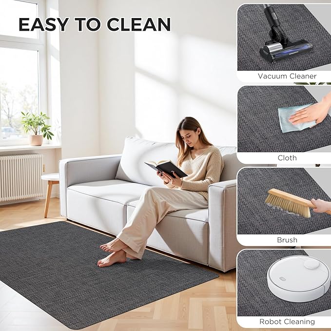 Sycoodeal Office Chair Mat for Hardwood & Tile Floor, 36" x 48" Computer Gaming Chair Mat for Rolling Chairs Non-Curve, Anti-Slip, Heavy Duty Floor Protector for Home Office (Dark Coffee)
