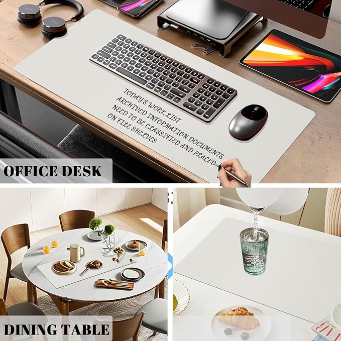 Dry Erase Desk Mat, Waterproof Desk Pad, Erasable Writing White Board for Making Plans, Non-Slip Large Desktop Protector for Office, Home, School 31"x13" (Grey)