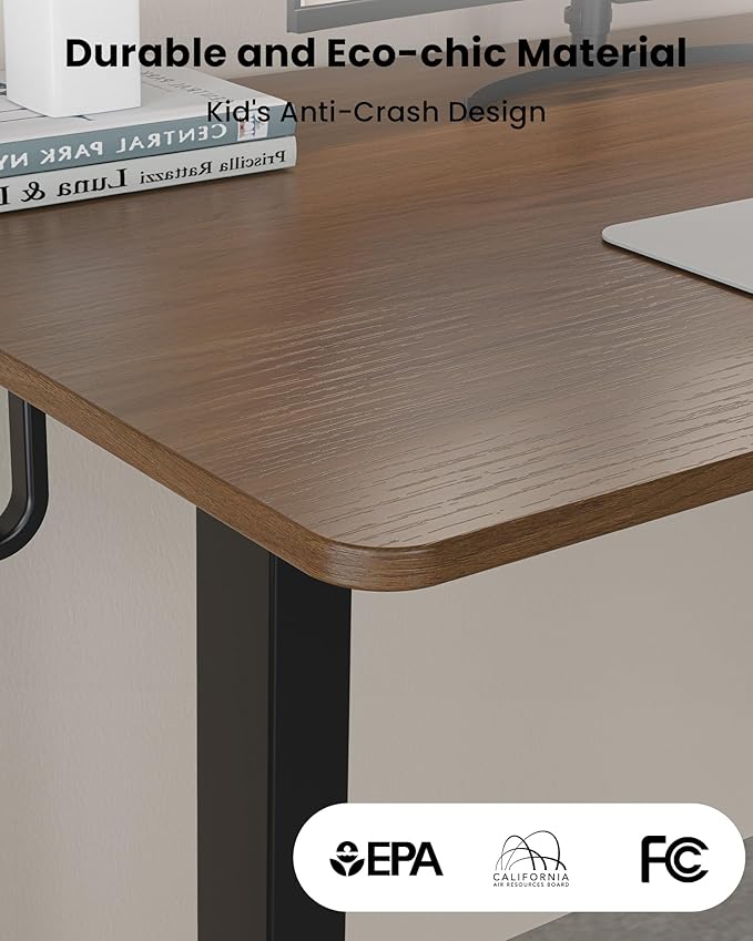 75X61 Inches Reversible L Shaped Standing Desk Height Adjustable, Electric Corner Computer Desk with Cup Holder, Sit Stand up Home Office Desk, Ergonomic Gaming Desk, Black Walnut