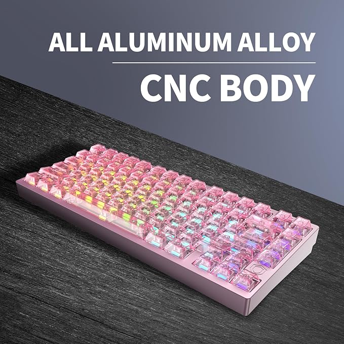 MG75PRO 81 Keys Wired Magnetic Switch Mechanical Keyboard, Hall Effect, 8KHZ/ARGB/CNC Aluminum, Gasket Structure Gaming Keyboard(Pink)