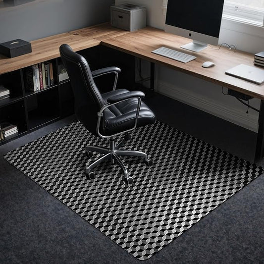 BesWin Office Chair Mat for Carpet, 48" x 60" Large Computer Desk Chair Mat for Low Carpeted Floors, Thick and Sturdy Carpet Protector for Rolling Chairs, Easy Glide Floor Mat for Home, Gaming (Black)