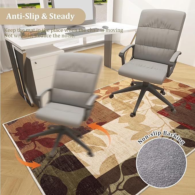 Office Chair Mat for Hardwood Floor, 60"x45" Easy Glide Computer Desk Mat Protector for Rolling Chair Under Desk Rug Nonslip Backing, Machine Wash, (Modern)