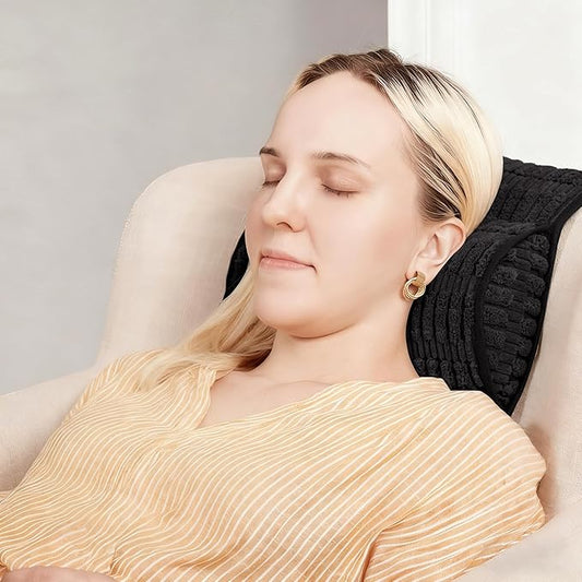 WdFour Headrest Memory Foam Pillow, Support Cushions for Neck, Back or Leg for Sofas, Recliners, Office Chairs, Massage Chairs for Neck Pain Relief and Cervical Support (Black, 17" Wx2.7 D)