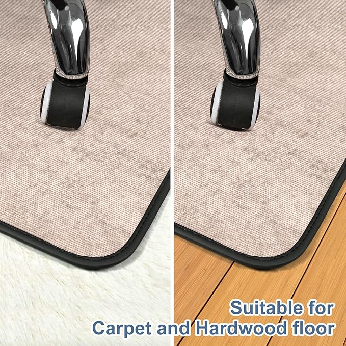 Placoot Corduroy Heavy Duty Office Chair Mat for Carpet & Hardwood Floors, Tri-Fold Floor Mat, Desk Chair Mat for Carpeted Floors and Hardwood Floor for Home Office Dark Grey