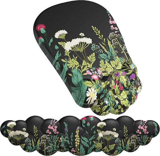 Ergonomic Mouse pad and Keyboard Wrist Rest,2 in1 Cloud Keyboard Wrist Rest+Cloud Mouse Pad, Non-Slip Wrist Rest for Computer Keyboard, Made Easy Typing & Relieve Wrist Pain Flower