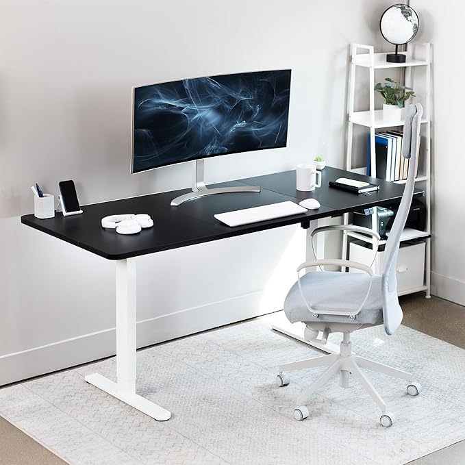 VIVO Electric 71 x 30 inch Stand Up Desk, Height Adjustable, Black Top White Frame, Home and Office Furniture Sets, DESK-KIT-0W7B
