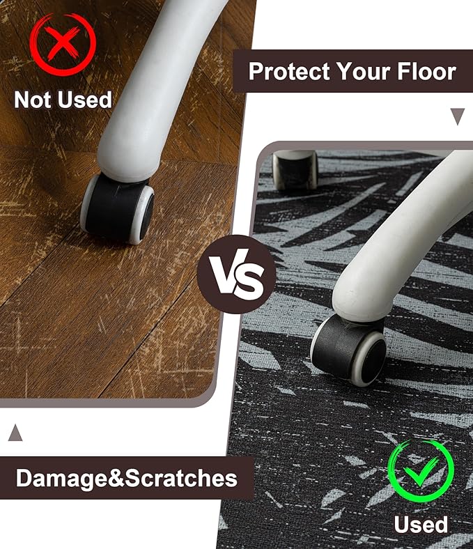 chakme Office Chair Mat for Hardwood Floor, 60"x45" Easy Glide Computer Desk Mat Protector for Rolling Chair Under Desk Rug Nonslip Backing, Machine Wash, (Leaf)