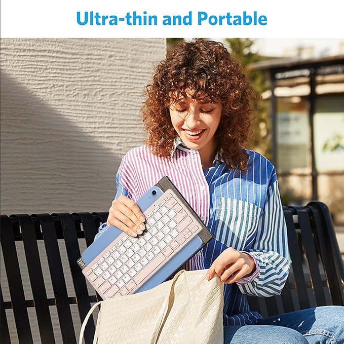 OMOTON Bluetooth Keyboard Compatible with iPad A16 11th 10th Generation, iPad 10.2 (9th/8th/7th), iPad Pro 13/12.9/11 inch, iPad Air/Mini and More iOS Devices, Pink & Pearl White