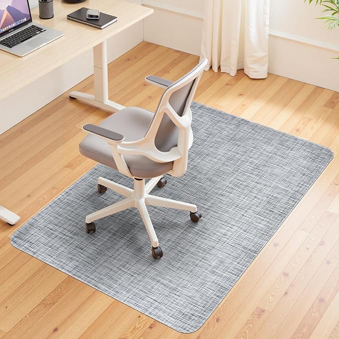 Wansimoo Office Chair Mat for Hardwood and Tile Floor, 40"x48" Floor Mat, Heavy Duty Computer Gaming Chair Mat, Anti-Slip, Non- Curve, Desk Chair Mat,Floor Protector for Home Office(Grey)