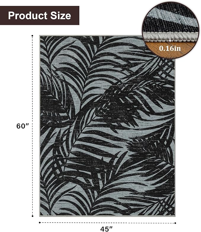 chakme Office Chair Mat for Hardwood Floor, 60"x45" Easy Glide Computer Desk Mat Protector for Rolling Chair Under Desk Rug Nonslip Backing, Machine Wash, (Leaf)