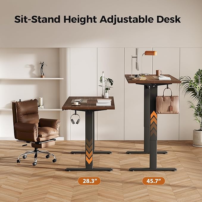 Agilestic Electric Standing Desk, 63 x 24 Inches Height Adjustable Desk, Sit Stand up Desk for Work Office Home, Splice Board, Walnut