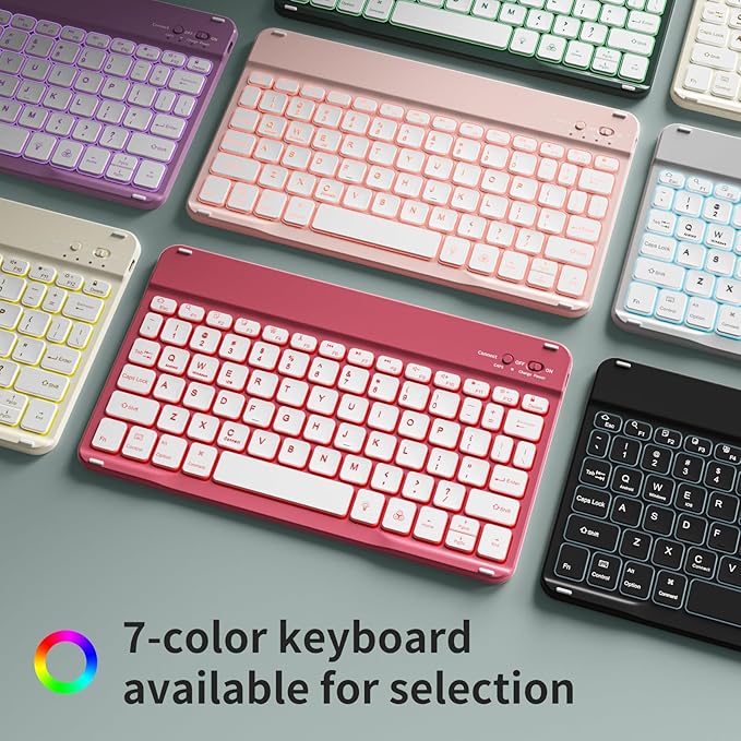 for iPad (A16) 11th Generation 2025 11-inch/10th Generation 2022 10.9 inch with Keyboard, 7 Colors Backlit Square Keycaps, Detachable Wireless Bluetooth Keyboard Case with Pencil Holder,DarkGreen