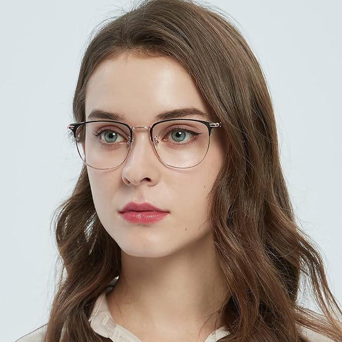 GUDVUE Blue Light Glasses, Computer/Gaming/TV/Phones Glasses for Women/men, Anti Glare/UV400/Eye Strain, Rose Gold Pro
