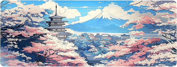 Japanese Desk Mat Large Gaming Mouse Pad Japanese Extended Mousepad Big in Laptop Computer Mouse Keyboard Mat for Office Desk Decor 31.5x12 in