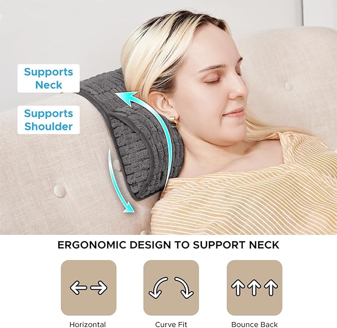WdFour Headrest Memory Pillow,Neck Pillow, Support Cushions for Back for Sofas, Recliners, Office Chairs, Massage Chairs for Neck Pain Relief and Cervical Support. (Gray, 13" Wx5.5 Lx3 D)
