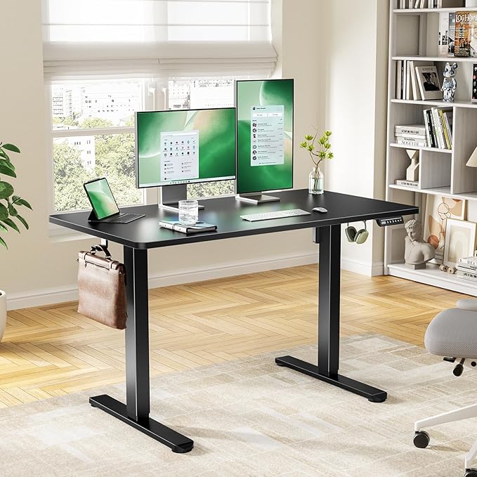Marsail Standing Desk, Height Adjustable Desk with One-Piece Desktop, 48 x 24 inch Black Sit Stand Desk with 4 Memory Presets for Home Office & Computer Workstations (2 Packages)