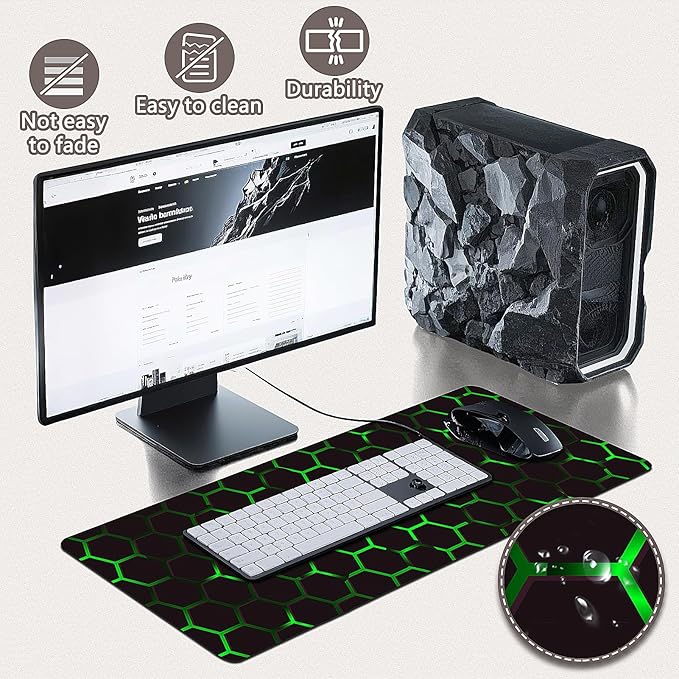 Gaming Mouse Pad - (31.5"×11.8") Honeycomb Large Mouse Pads for Desk - Desk Mat for Keyboard and Mouse with Non-Slip Base, Desks Pad Matfor Game/Office & Home