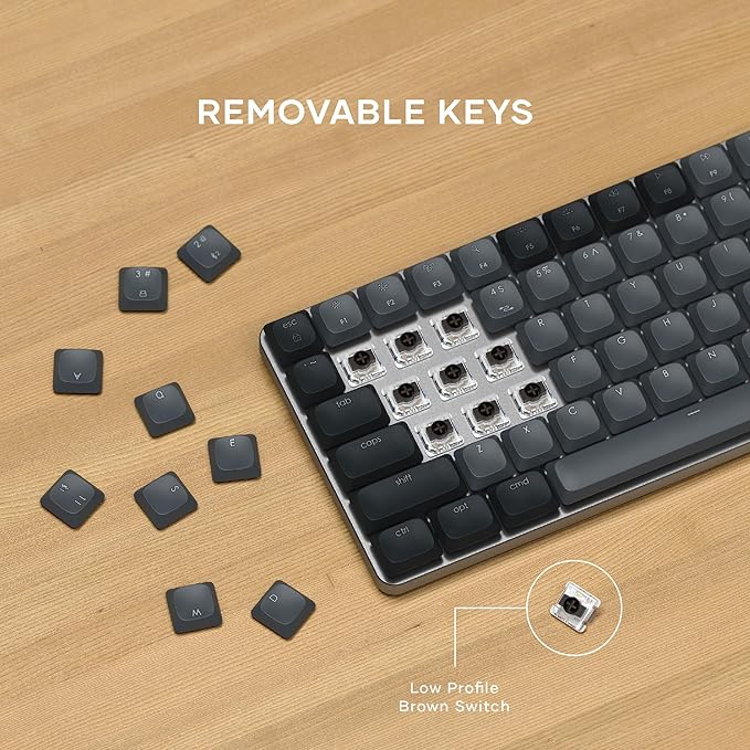Satechi SM1 75% Mechanical Keyboard for Mac and Windows, LED Backlit Bluetooth Keyboard, 84 Keys Compact Wireless, Gaming, for Mac and Windows - Dark Gray/Gray