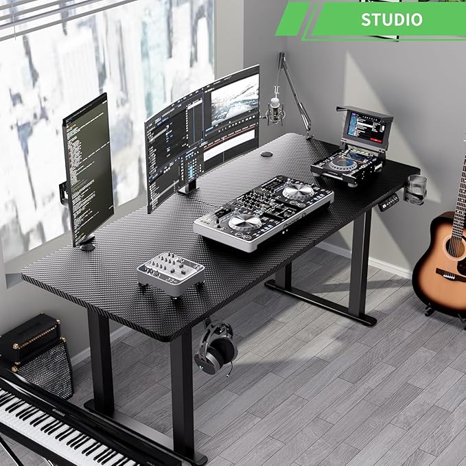 X-Win Electric Height Adjustable Standing Desk, 71" x 29.5" 4-Leg Ergonomic Sit to Stand for Home Office, Powerful Dual Motor Work Surface, Carbon Fiber Textured Black