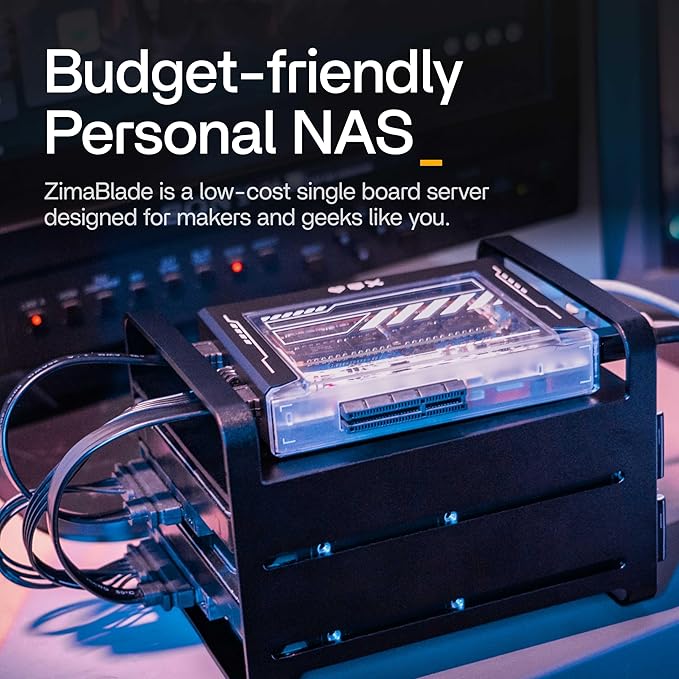 ZimaBlade 7700 x86 DIY NAS Kit – 2-Bay Mini Home Server, Intel Quad-Core, 16GB RAM, PCIe Expansion, CasaOS Preinstalled, Docker & Self-Hosting Ready