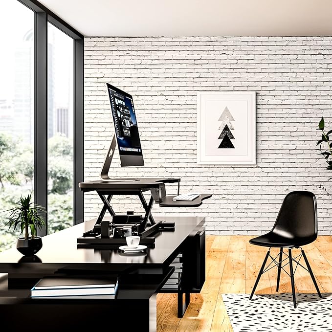 Power Pro Electric Height-Adjustable Desk Riser by VersaTables | USA Manufactured | Standing Desk Converter | Sit to Stand Desktop with Keyboard + Mouse Tray | 36"x 24" | Black