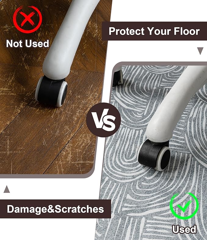 chakme Office Chair Mat for Hardwood Floor, 60"x45" Easy Glide Computer Desk Mat Protector for Rolling Chair Under Desk Rug Nonslip Backing, Machine Wash, (Arc)