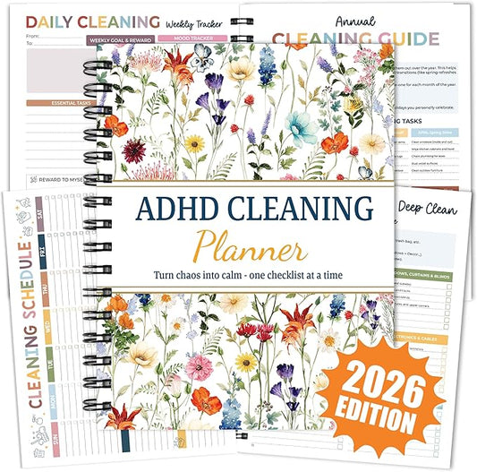 ADHD Cleaning Planner - Daily, Weekly & Monthly Cleaning Checklist Organizer for Adults & Teens, Break Chores Into Small Wins, Glossy Erase Checklists - Planning Pages (version 2)