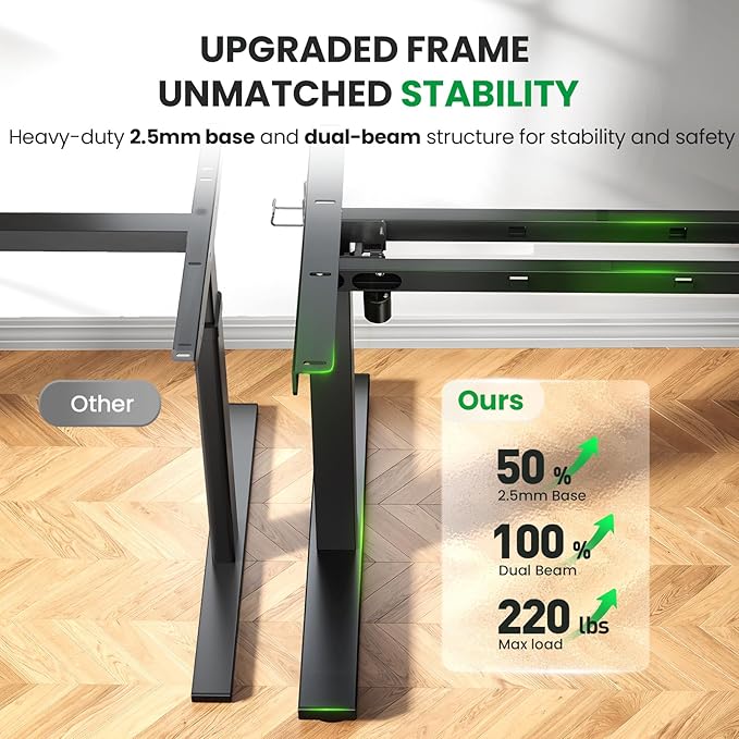 Electric Standing Desk Adjustable - 71x30 Inch Sit Stand Desk with 1 Inch Thick Tabletop, Double Beam Frame, 3 Memory Height Adjustment, Cable Management for Home Office