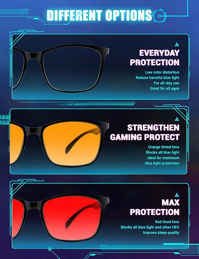 TIJN Sleep Glasses for 99.9% TR90 Blue Green Light Blocking Dual AR Coatings Red Lens for Computer Gaming Reduce Eyestrain, Multi Color