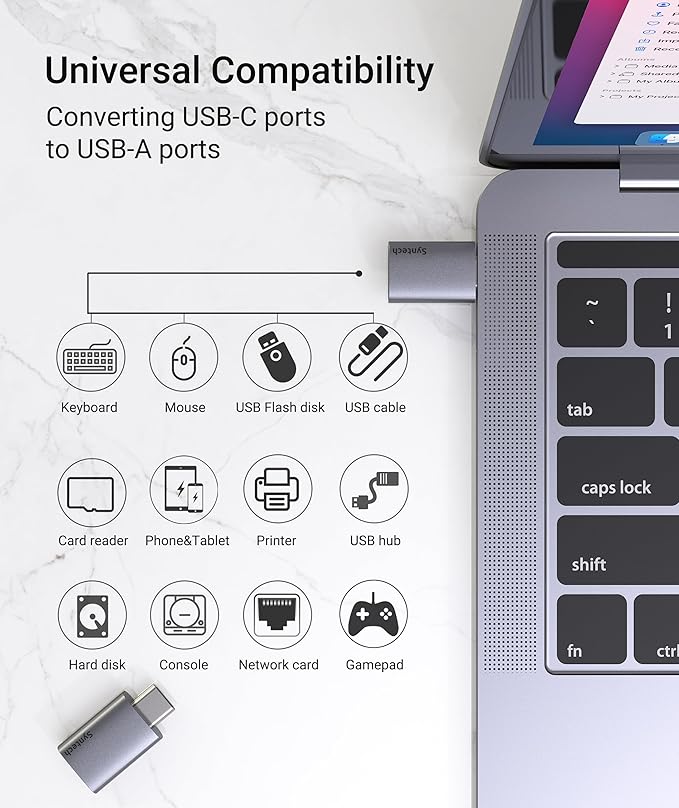 Syntech USB C to USB Adapter (2 Pack), 10Gbps USB3.2 Gen 2 Fit Side by Side, Type C Male to A 3.2 Female Adapter Compatible with iPhone 17e 17 Pro Max/iPad/iMac/MacBook Pro & Thunderbolt 4/3 Devices