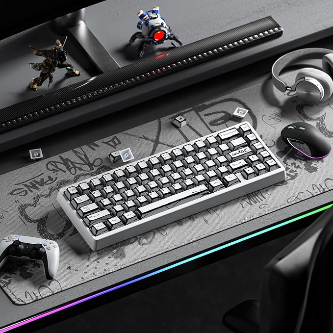 XVX White PBT Keycaps, Cherry Profile Keycap Set, Dye Sublimation Graffiti Keyboard Keycaps Suitable for 60% 65% 75% 80% 100% MX Switches Mechanical Keyboard