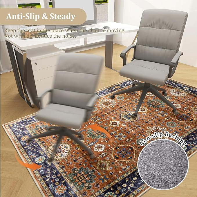 Office Chair Mat for Hardwood Floor, 72"x48" Easy Glide Computer Desk Mat Protector for Rolling Chair Under Desk Rug Nonslip Backing, Machine Wash, (Modern)