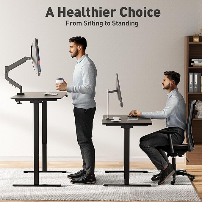 Dual Motor Electric Standing Desk Legs Only, 198lb Load Capacity, Height Adjustable from 27.5" to 46.5", Standing Desk Frame, Sit Stand Desk Base with 4 Memory Presets (Black)